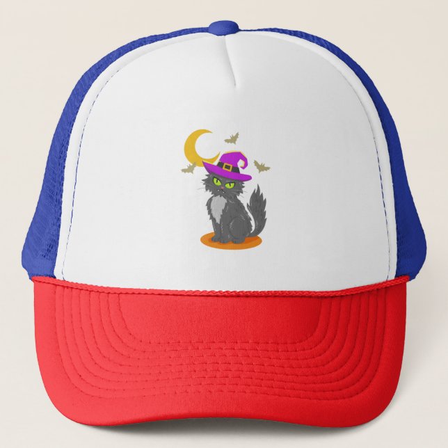 Halloween Cat Halloween Costume Trucker Hat (Front)