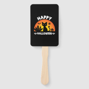 Halloween Cat Happy Halloween Birthday Hand Fan