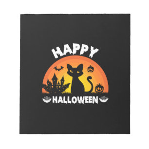 Halloween Cat Happy Halloween Birthday Notepad