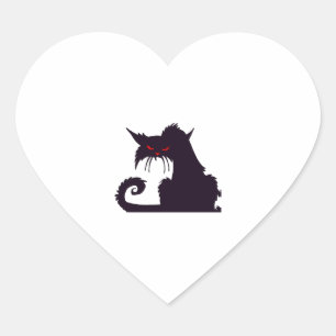Halloween Cat Heart Sticker