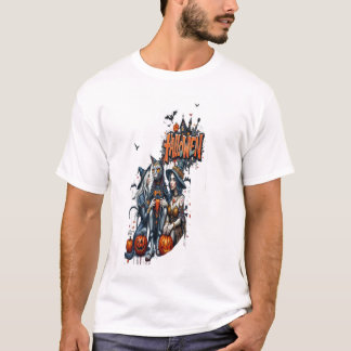 halloween cat horror art graffiti T-Shirt