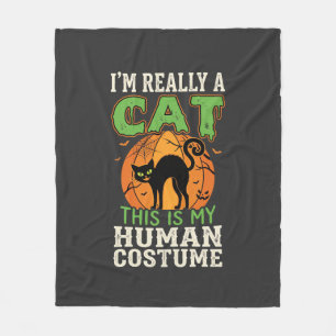 Halloween Cat Human Costume Funny Design Fleece Blanket