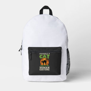 Halloween Cat Human Costume Funny Design Printed Backpack