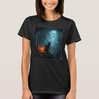Halloween Cat in a haunted cave! T-Shirt