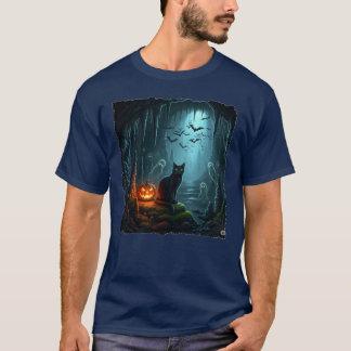 Halloween Cat in a haunted cave! T-Shirt