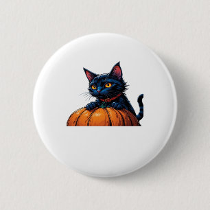Halloween Cat in Enchanted Pumpkin Patch Classic T 6 Cm Round Badge