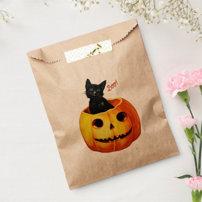Halloween Cat in Pumpkin Favour Bags (Sealed)