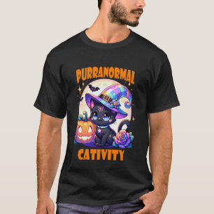Halloween Cat Kitten Witch Cute Lazy Costume T-Shirt