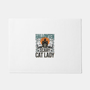 Halloween Cat Lady Scary Haunted House Vintage_1 Doormat