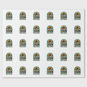 Halloween Cat Lady Scary Vintage Haunted House_1 Wrapping Paper