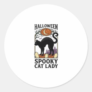 Halloween Cat Lady Vintage Black Cat Shirt_1 Classic Round Sticker