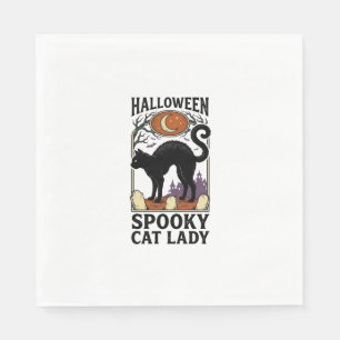 Halloween Cat Lady Vintage Black Cat Shirt_1 Napkin
