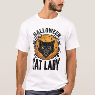Halloween Cat Lady Vintage Black Cat Shirt Design