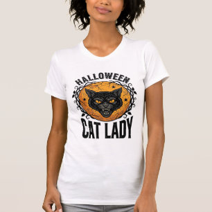 Halloween Cat Lady Vintage Black Cat Shirt Design