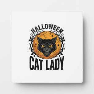 Halloween Cat Lady Vintage Black Cat Shirt Design Plaque