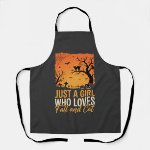 Halloween Cat Lover Fall Sunset Graphic Apron