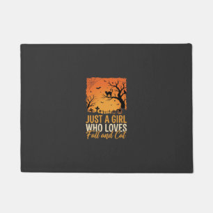 Halloween Cat Lover Fall Sunset Graphic Doormat