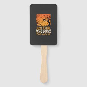 Halloween Cat Lover Fall Sunset Graphic Hand Fan