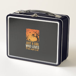 Halloween Cat Lover Fall Sunset Graphic Metal Lunch Box