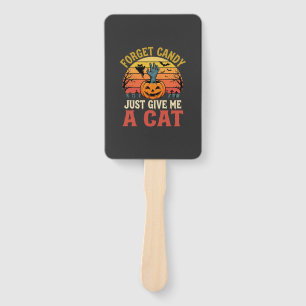 Halloween Cat Lover Forget Candy Vintage Graphic Hand Fan