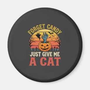 Halloween Cat Lover Forget Candy Vintage Graphic Magnet