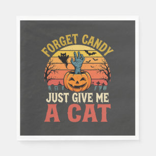 Halloween Cat Lover Forget Candy Vintage Graphic Napkin