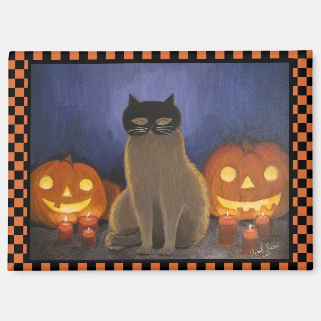 Halloween Cat Mask & Jack-o'-lantern Magnet (Front)