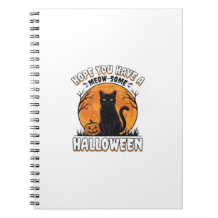 Halloween Cat Meow-Some Vintage Engraving Design_1 Notebook