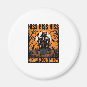 Halloween Cat Meow Spooky Vintage Witch House Magnet
