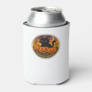 Halloween Cat Meowgical Pumpkins Embroidery Design Can Cooler