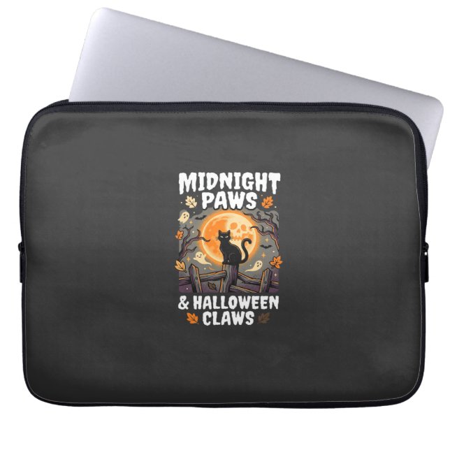 Halloween Cat Moon Mischief Laptop Sleeve (Front)