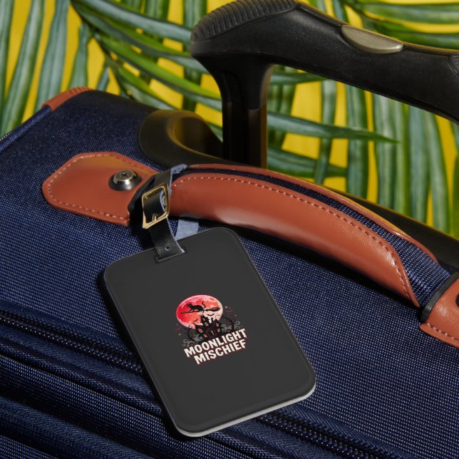 Halloween Cat Moonlight Mischief Luggage Tag (Front Insitu 1)