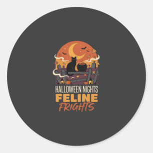 Halloween Cat Moonlit Magic Classic Round Sticker
