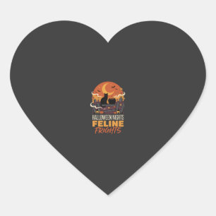 Halloween Cat Moonlit Magic Heart Sticker