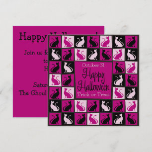 Halloween cat mosaic invitation