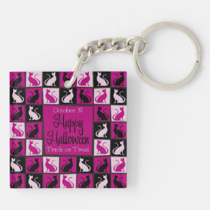 Halloween cat mosaic key ring