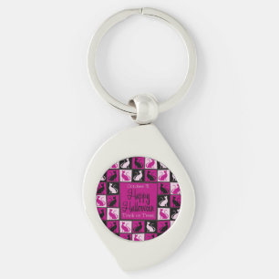 Halloween cat mosaic key ring