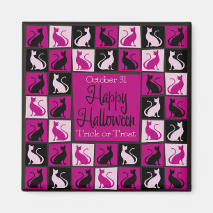 Halloween cat mosaic magnet