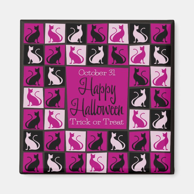 Halloween cat mosaic magnet (Front)