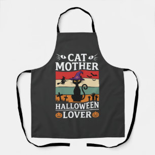 Halloween Cat Mother Lover Retro Witch Design Apron