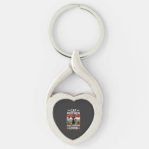 Halloween Cat Mother Lover Retro Witch Design Key Ring