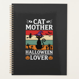 Halloween Cat Mother Lover Retro Witch Design Planner