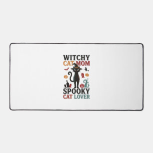 Halloween Cat Mum Vintage Witchy Cat Lover Design_ Desk Mat
