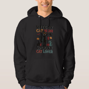 Halloween Cat Mum Vintage Witchy Cat Lover Design_ Hoodie