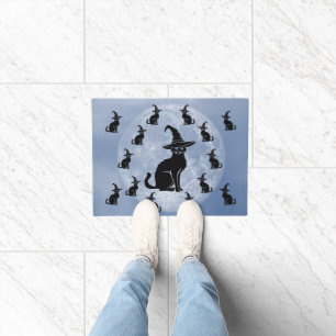 Halloween Cat n Hat Doormat