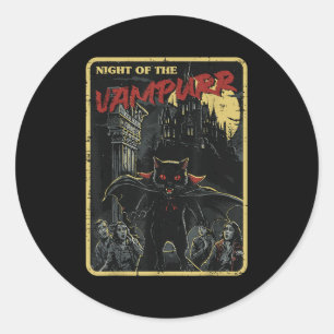 Halloween Cat Night Of Vampurr Vampire Costume Men Classic Round Sticker