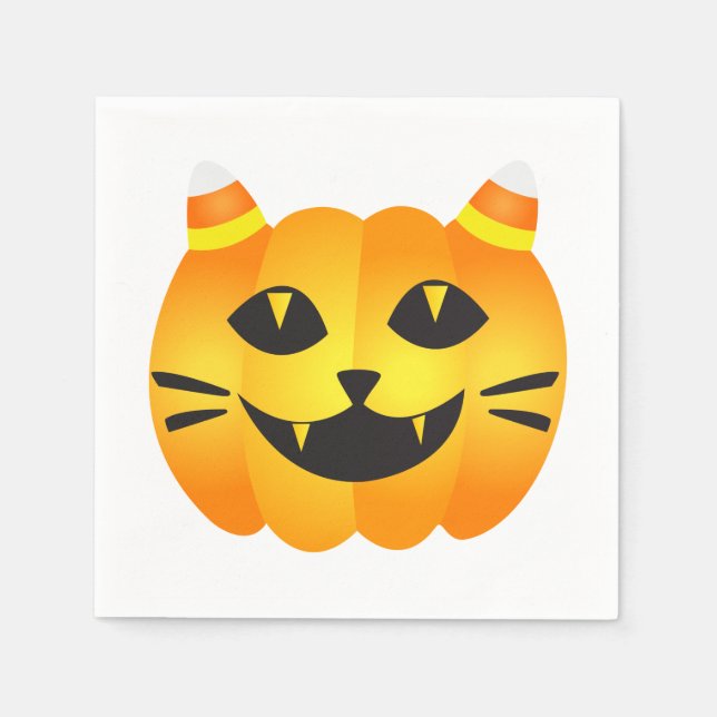 Halloween Cat-o'-Lantern Napkin (Front)