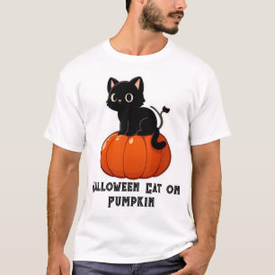 Halloween Cat on Pumpkin T-Shirt