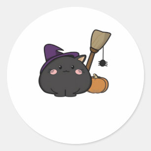 Halloween Cat Oversized T-Shirt Classic Round Sticker