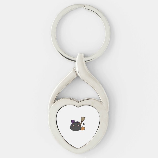 Halloween Cat Oversized T-Shirt Key Ring (Front)